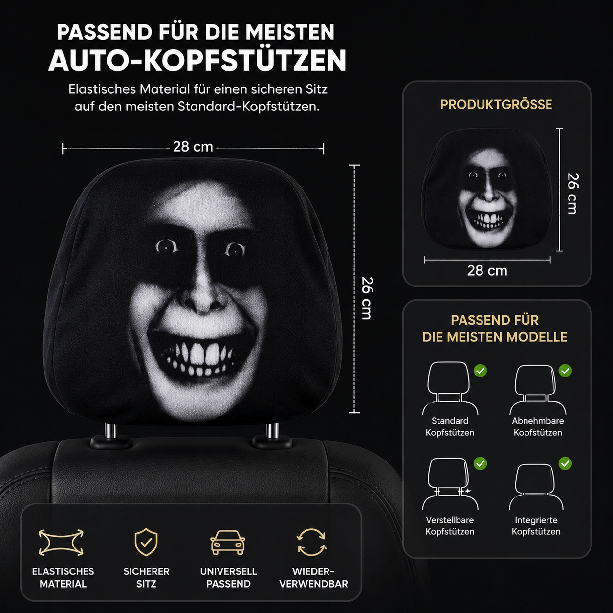 ScareCover™ | Gruseliger Kopfstützenbezug für dein Auto