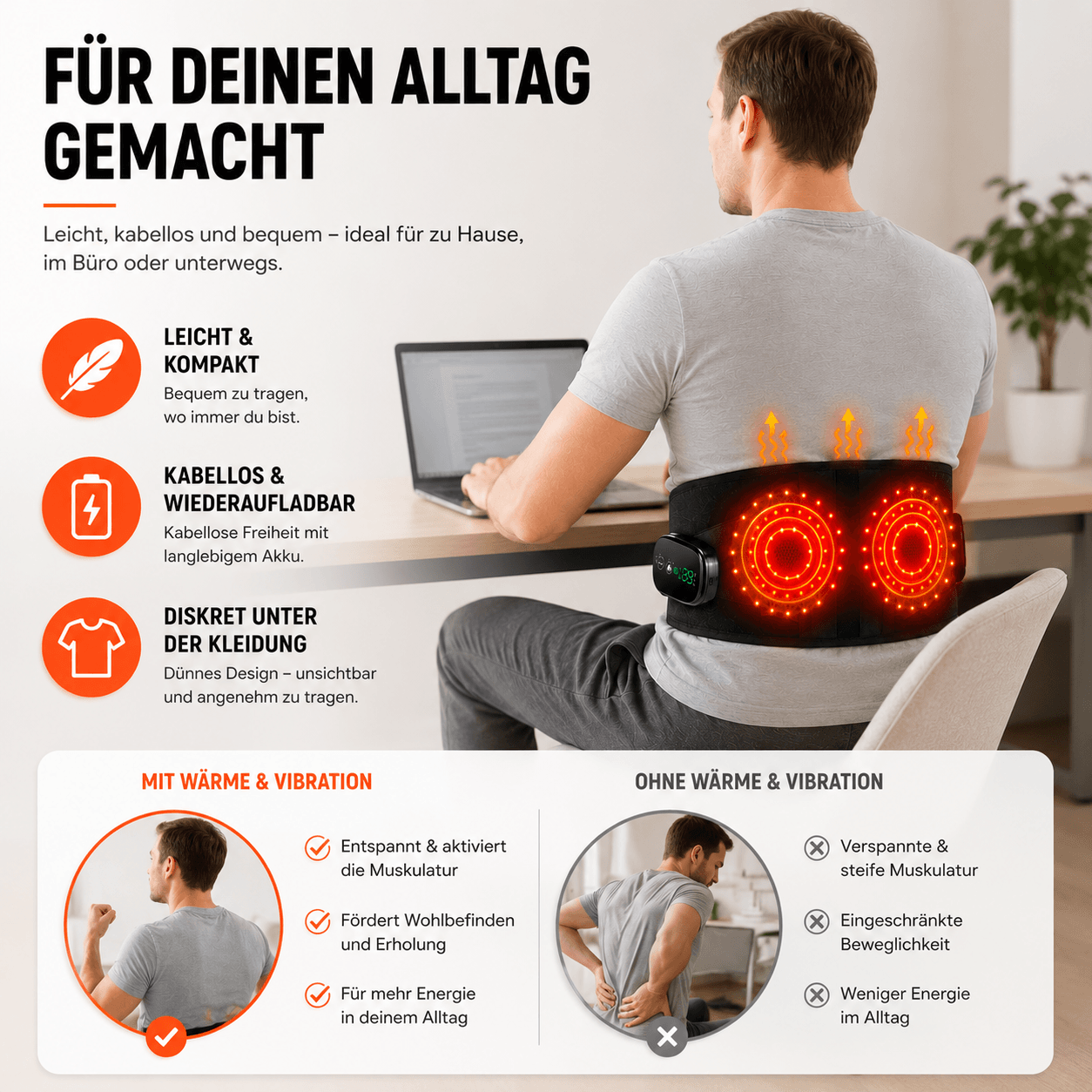 RelaxHeat Pro™ | Spürbare Wärme & Entspannung für deinen Rücken