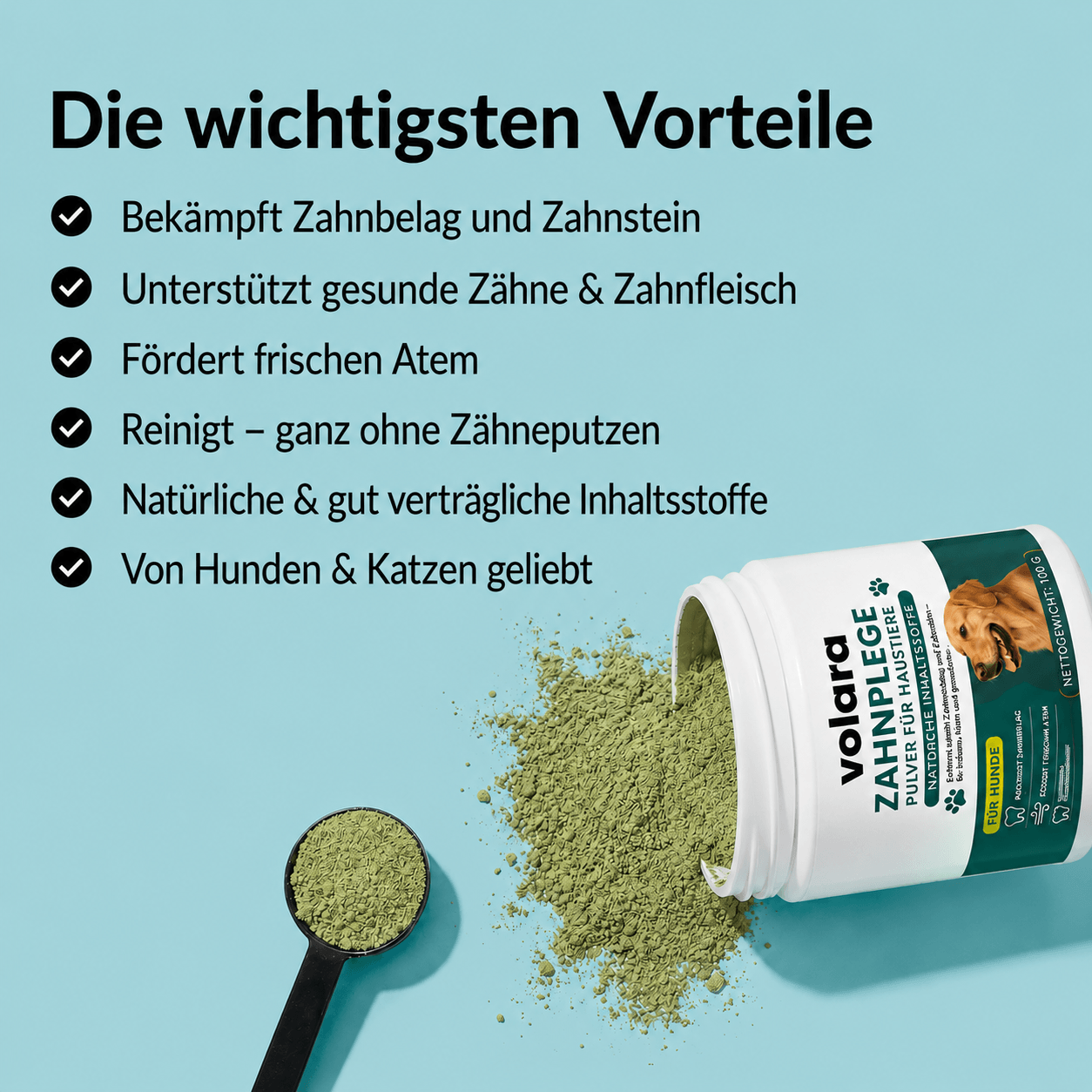 ZahnVital™ | Zahnpflegepulver für Hunde mit frischem Atem