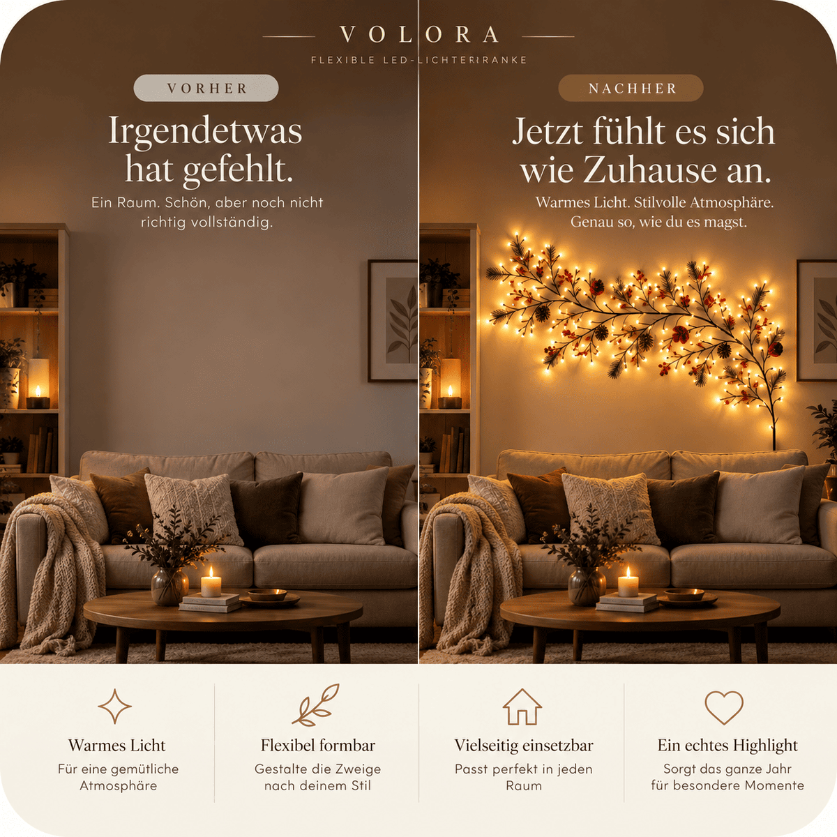 Flexible LED-Lichterranke | Warmweiß & dimmbar