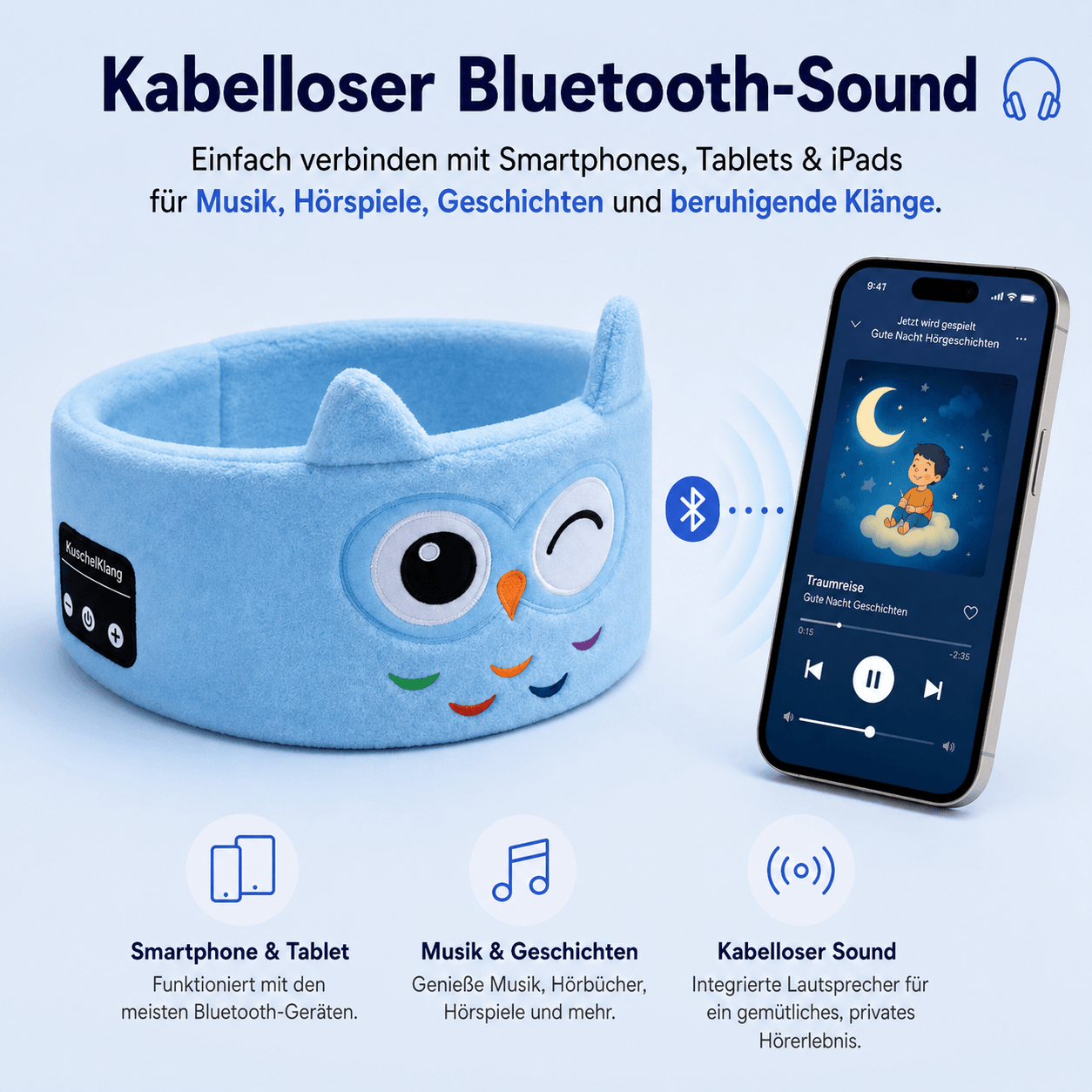 SleepyTunes™ | Sanftes Bluetooth-Audioband für Kinder