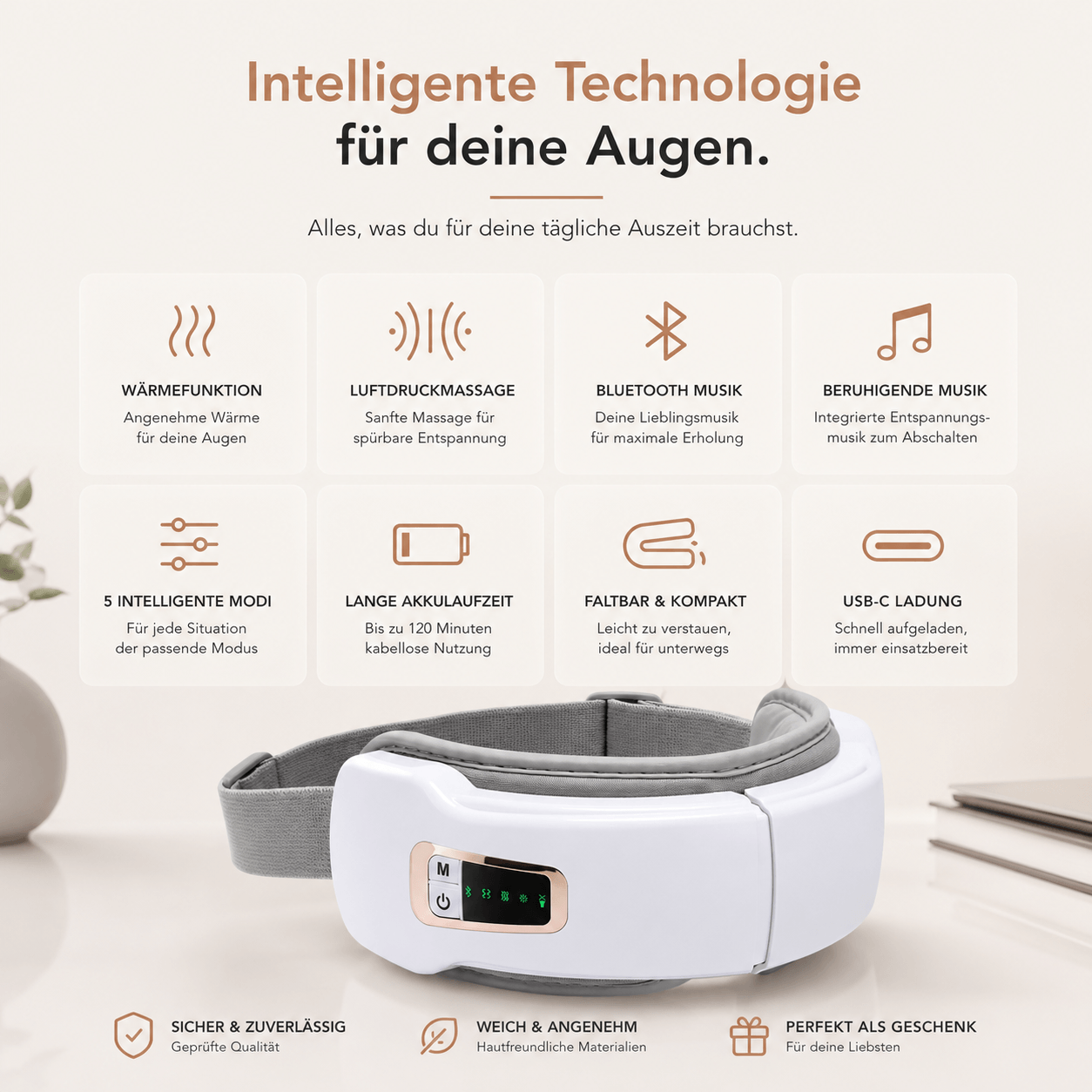 EyeFlow™ | Intelligente Augenmassage für deine tägliche Auszeit