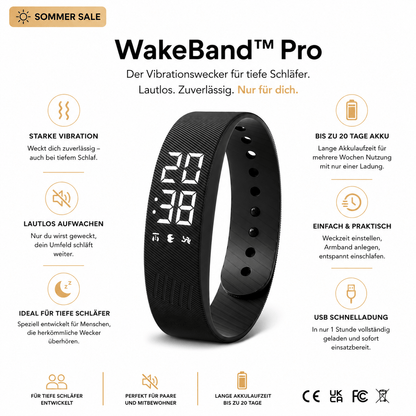 WakeBand™ Pro | Der lautlose Vibrationswecker für tiefe Schläfer