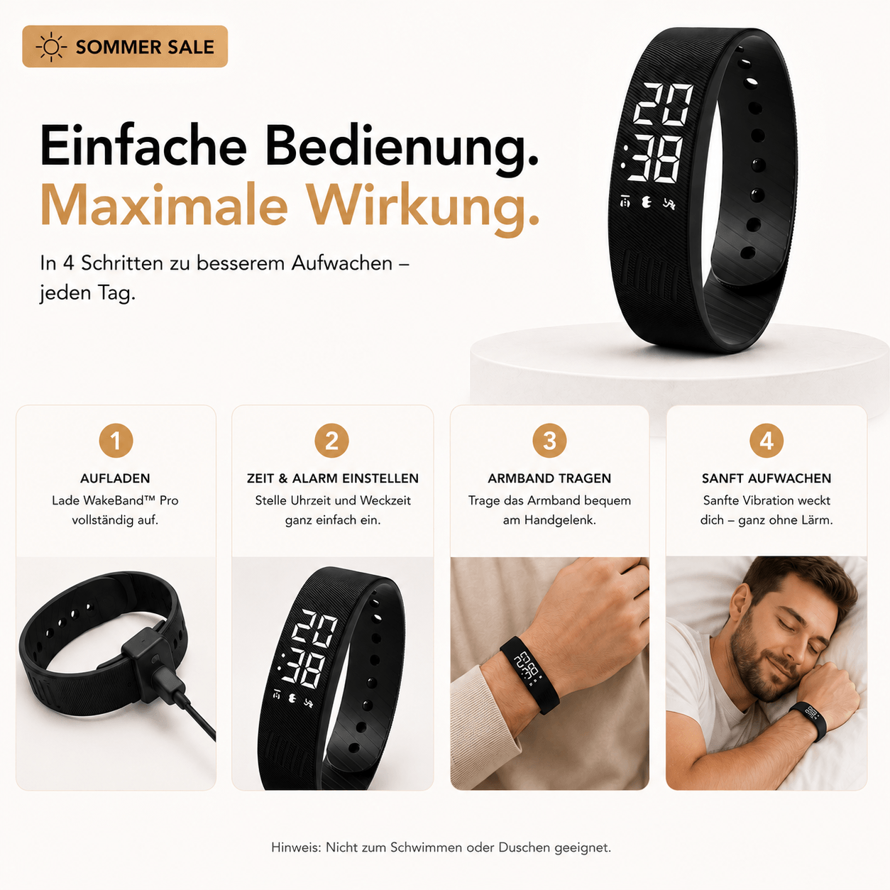 WakeBand™ Pro | Der lautlose Vibrationswecker für tiefe Schläfer