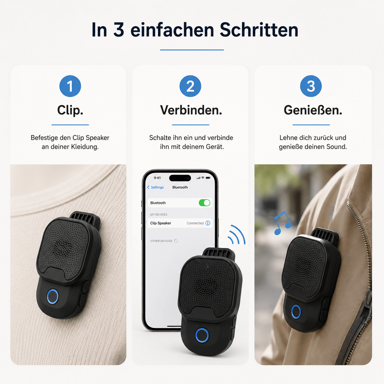 ClipBeat – Tragbarer Bluetooth-Lautsprecher
