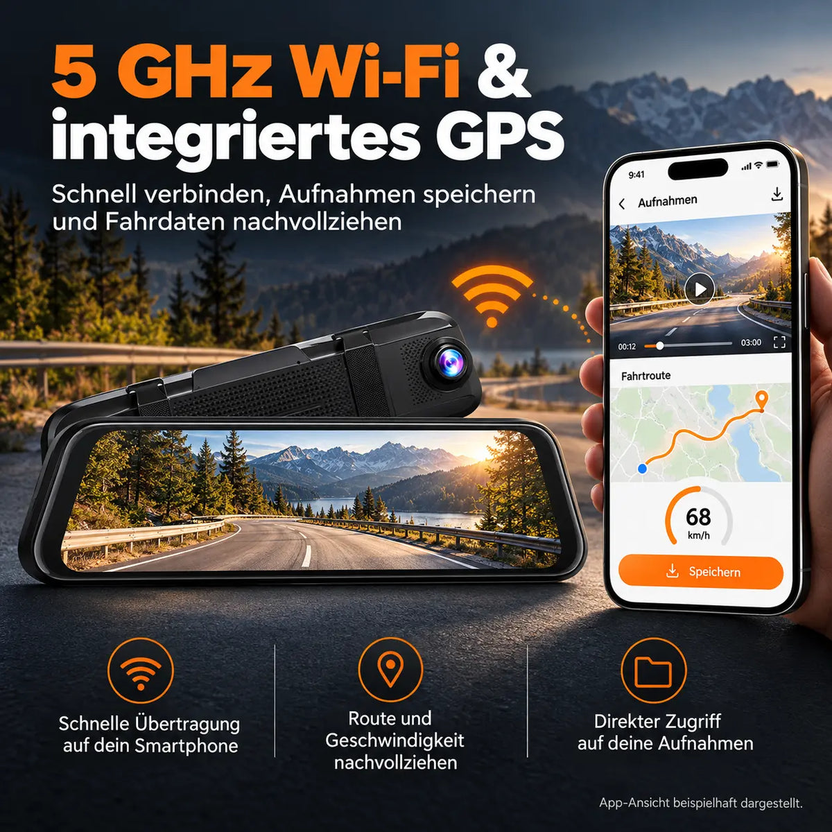 DriveView™ | 4K Dashcam mit Front- & Rückkamera